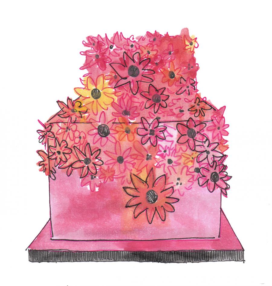 Flora Cake Sketch by Zoe Lukas of Philadelphia's Whipped Bakeshop
