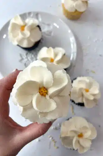 Magnolia flower cupcakes by Whipped Bakeshop, Philadelphia