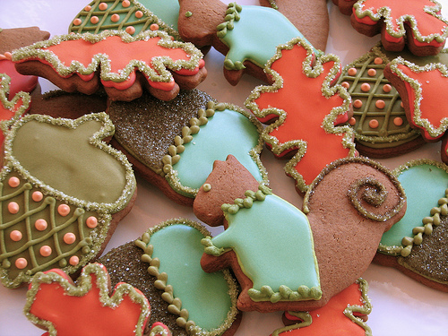 Squirrels and nuts and leaves.