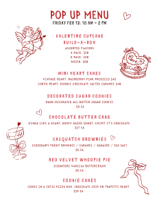 Whipped Bakeshop Valentine's Day pop-up menu